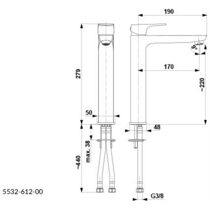 KFA Armatura 5532-612-00 - Rubinetto del lavandino MOKAIT 27,9 cm cromo lucido