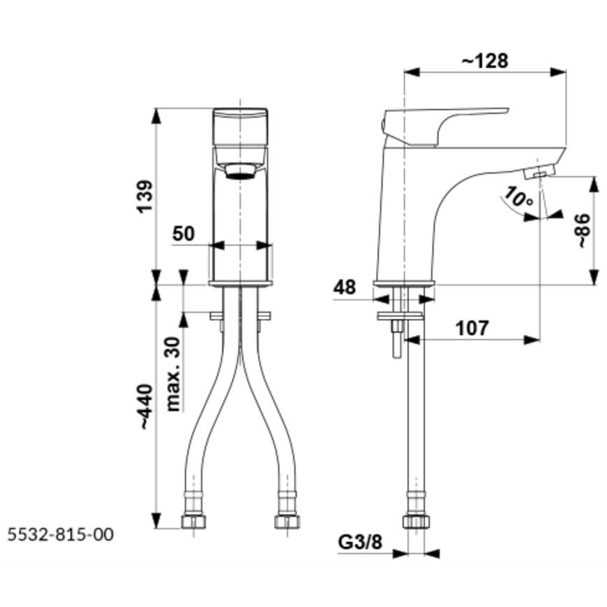 KFA Armatura 5532-815-00 - Rubinetto del lavandino + con scarico MOKAIT 13,9 cm cromo lucido