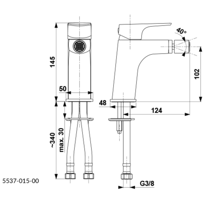 KFA Armatura 5537-015-81 - Rubinetto del bidet + con scarico MOKAIT ottone/opaco nero