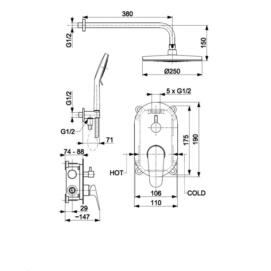 KFA Armatura 5559-501-00 - Set da doccia con rubinetto a incasso OTAVA cromo lucido