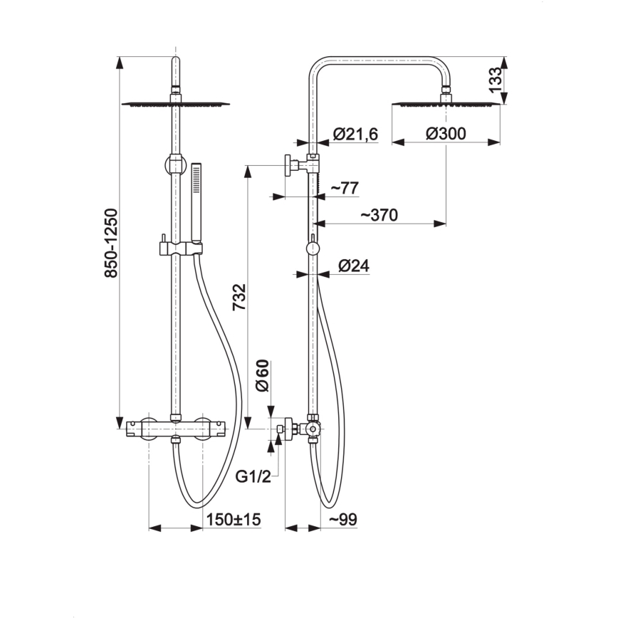 KFA Armatura 5736-920-00 - Set da doccia con rubinetto termostatico MOZA cromo lucido