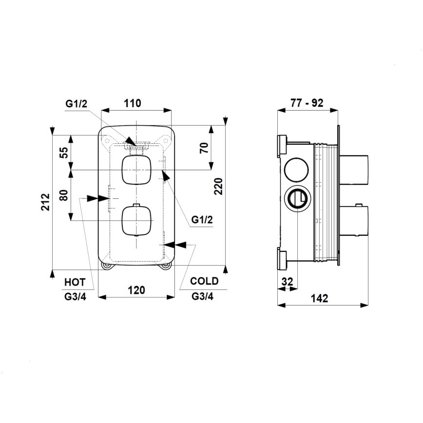 KFA Armatura 5759-001-61 - Miscelatore termostatico da incasso per doccia MALAGA grigio metallizzato