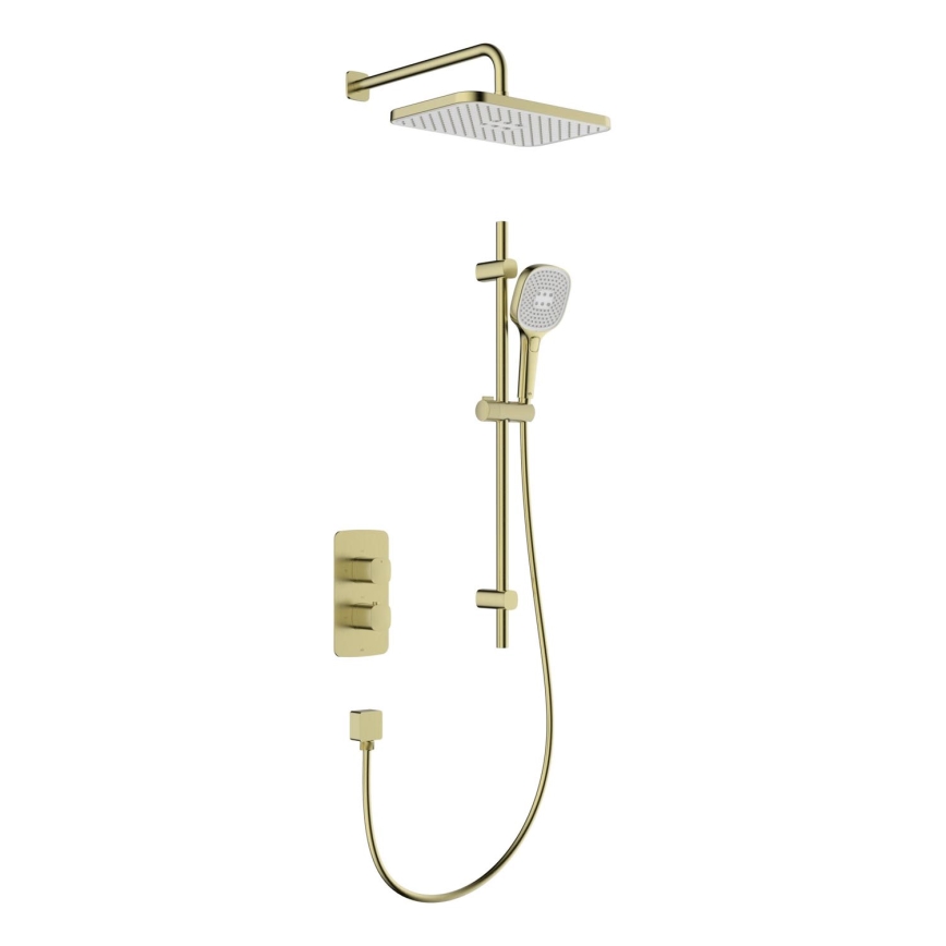 KFA Armatura 5759-301-31 - Set doccia con miscelatore termostatico da incasso MALAGA, finitura oro spazzolato