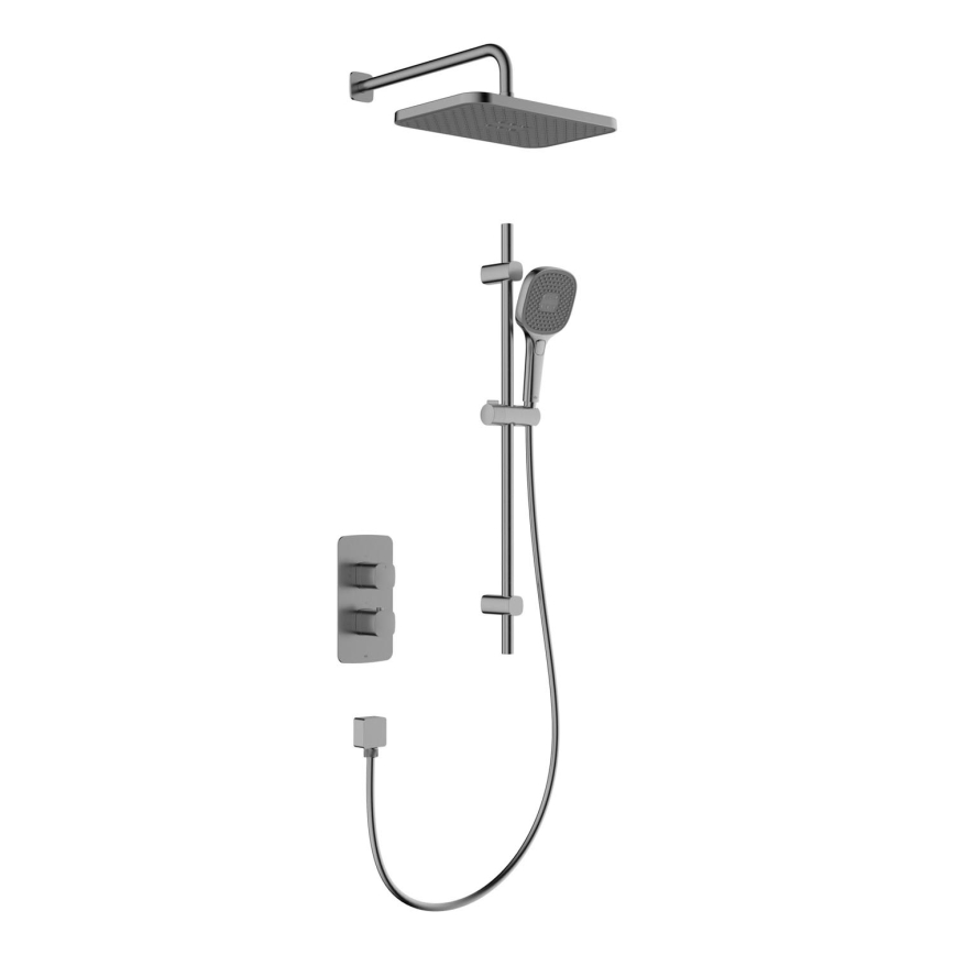KFA Armatura 5759-301-61 - Set doccia con miscelatore termostatico da incasso MALAGA, grigio metallizzato