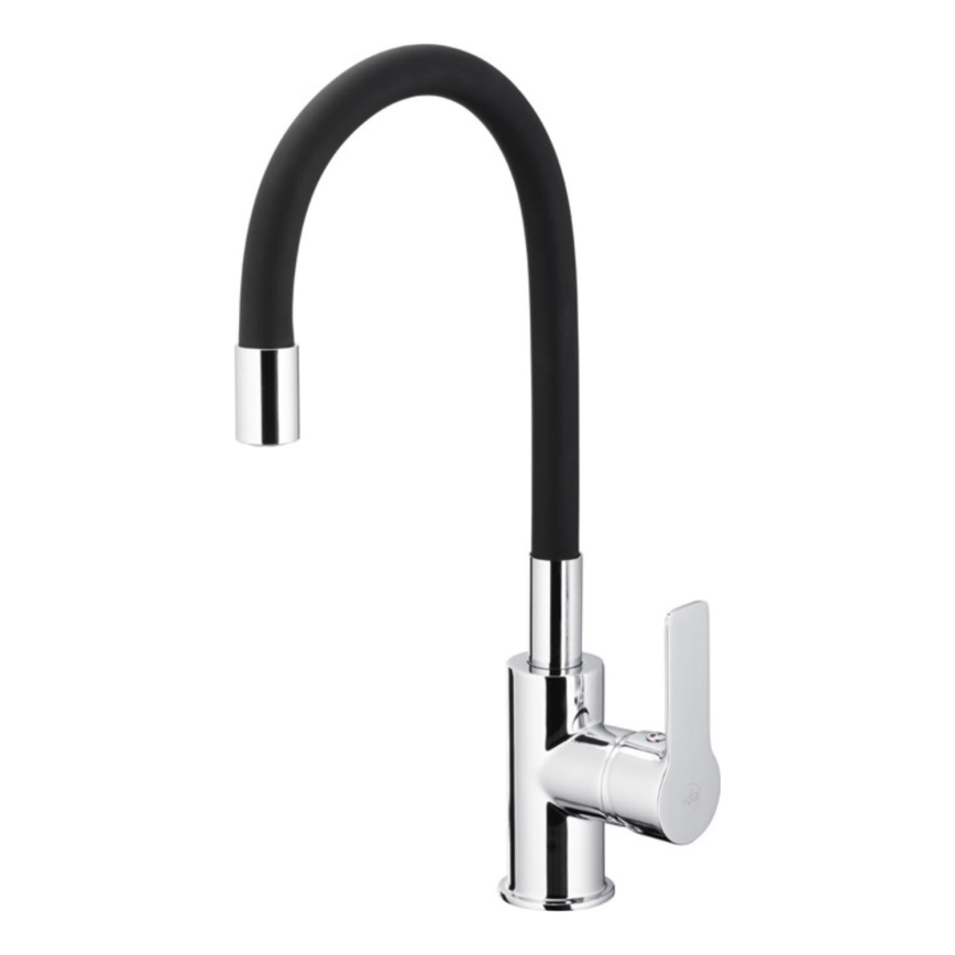 KFA Armatura 6553-915-00 - Rubinetto per lavello con braccio flessible RUMBA 40,5 cm nero/cromo lucido