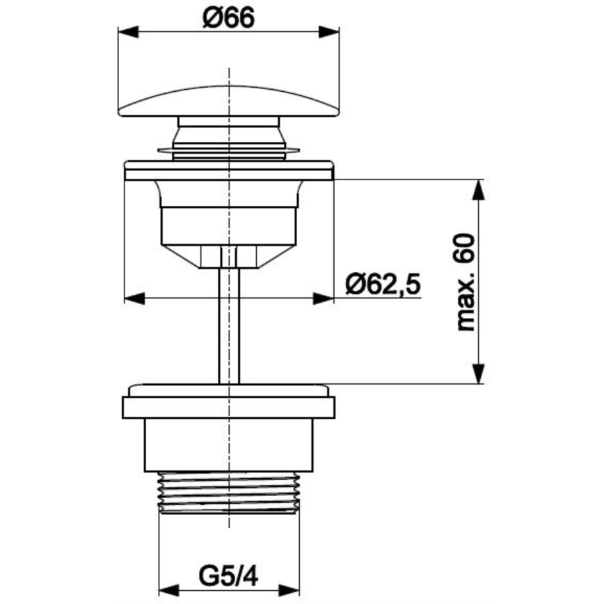 KFA Armatura 660-310-00 - Scarico del lavandino CLICK-CLACK diametro 6,6 cm cromo lucido