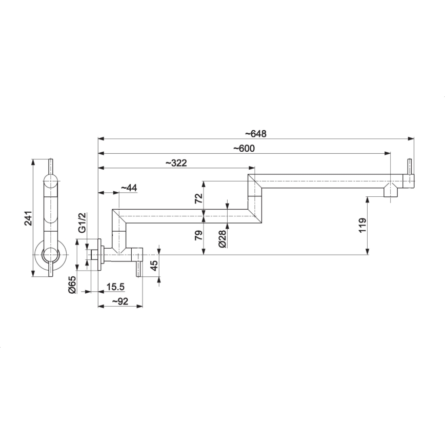 KFA Armatura 6623-030-22 - Rubinetto da cucina con giunto DUERO POT FILLER acciaio inossidabile