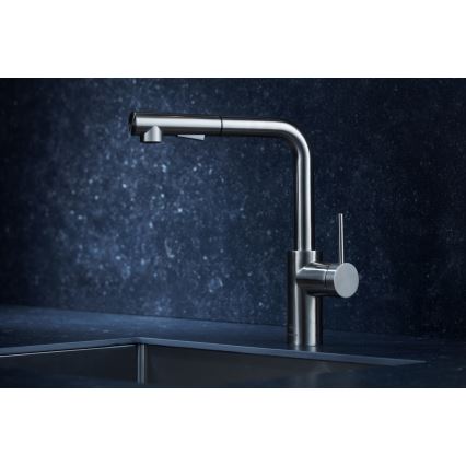 KFA Armatura 6623-110-22 - Rubinetto lavello con doccetta estraibile DUERO BASIC acciaio inossidabile