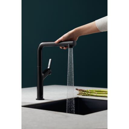 KFA Armatura 6623-220-81 - Rubinetto lavello con doccetta estraibile DUERO DESIGN acciaio inossidabile/opaco nero