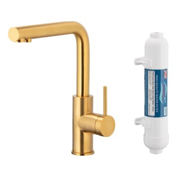 KFA Armatura 6623-912-31 - Rubinetto dell'acqua filtrata DUERO PURE acciaio inossidabile/molato oro + filtro