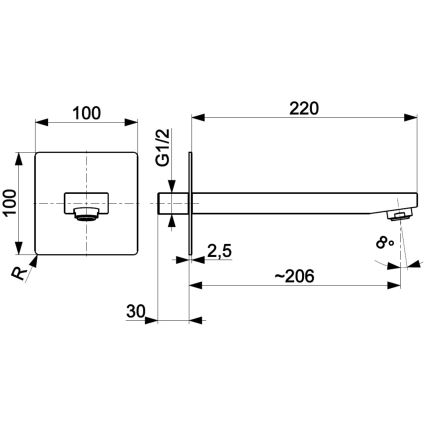 KFA Armatura 836-005-00- Beccuccio per installazione a scomparsa LOGON cromo lucido