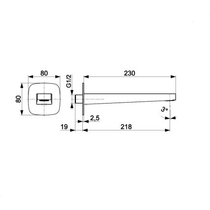 KFA Armatura 836-007-61 - Beccuccio per installazione ad incasso MALAGA grigio metallizzato