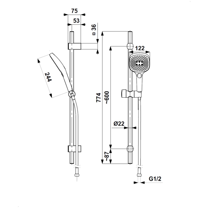 KFA Armatura 841-352-00 - Kit doccia MALAGA, cromo lucido
