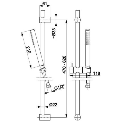 KFA Armatura 841-363-00 - Set da doccia MOZA acciaio inossidabile