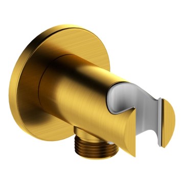 KFA Armatura 845-053-31 - Supporto doccia rotondo con uscita MOZA ottone/molato oro