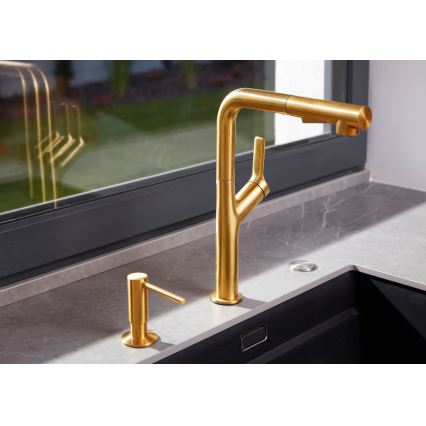 KFA Armatura 990-100-31 - Distributore di sapone da incasso DUERO acciaio inossidabile/molato oro
