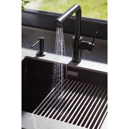 KFA Armatura 990-100-81 - Distributore di sapone da incasso DUERO acciaio inossidabile/opaco nero
