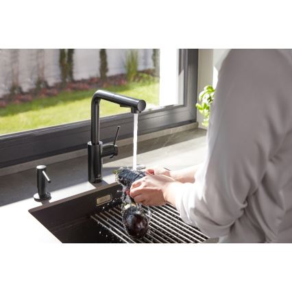 KFA Armatura 990-100-81 - Distributore di sapone da incasso DUERO acciaio inossidabile/opaco nero
