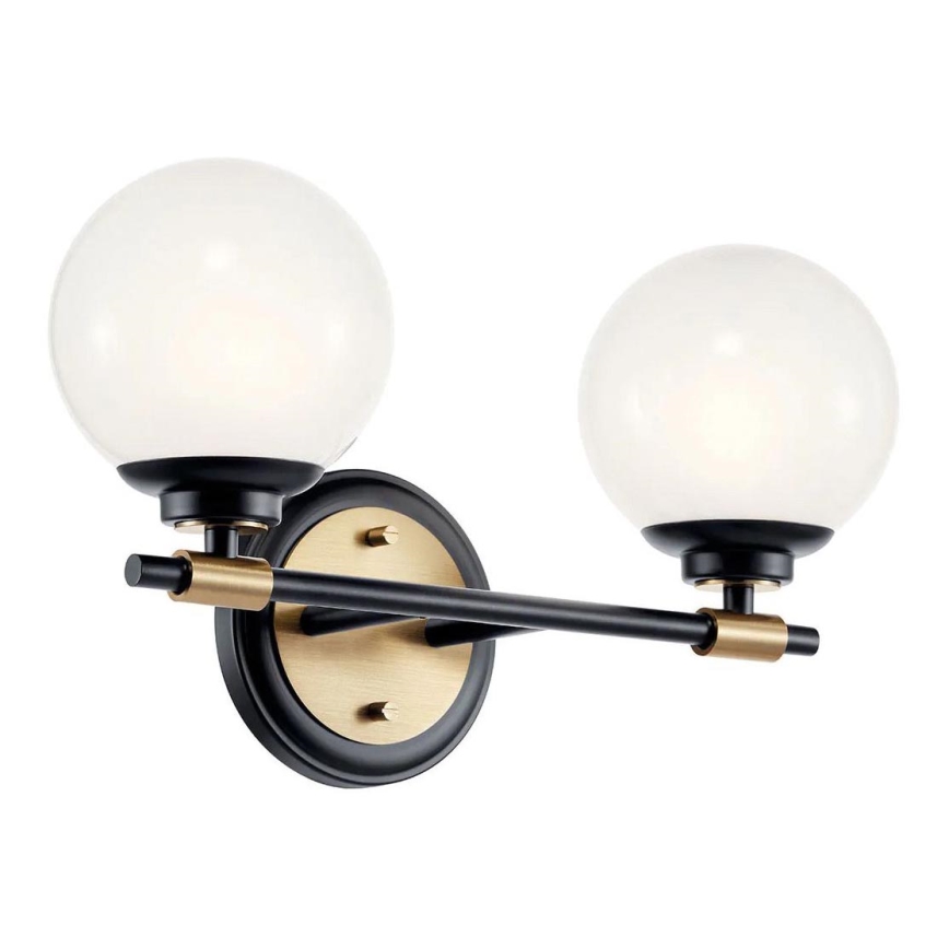 Kichler - Applique da parete per bagno LED BENNO 2xLED/3W/230V nero/oro IP44