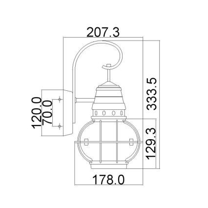 Kichler - Applique da esterno BRIDGE POINT 1xE27/60W/230V IP44 ottone
