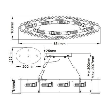 Kichler - Lampadario da bagno su filo LED CRYSTAL SKYE 8xG9/3W/230V IP44
