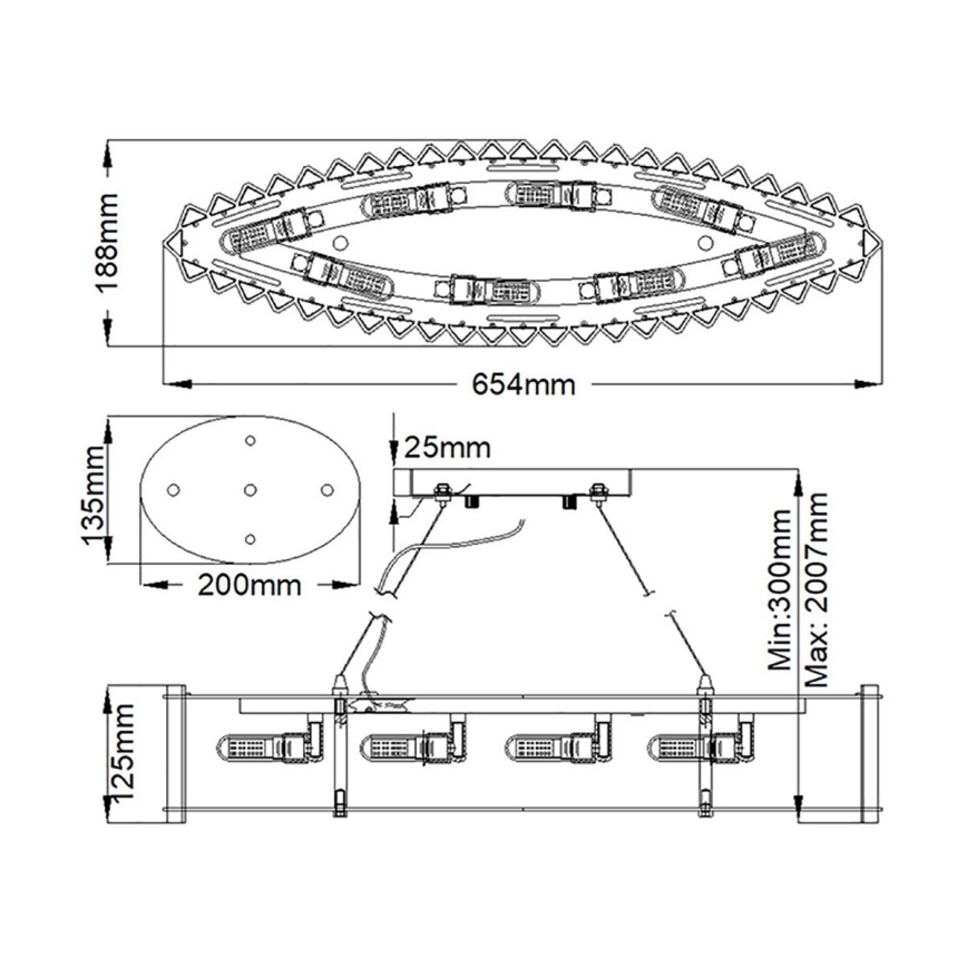 Kichler - Lampadario da bagno su filo LED CRYSTAL SKYE 8xG9/3W/230V IP44