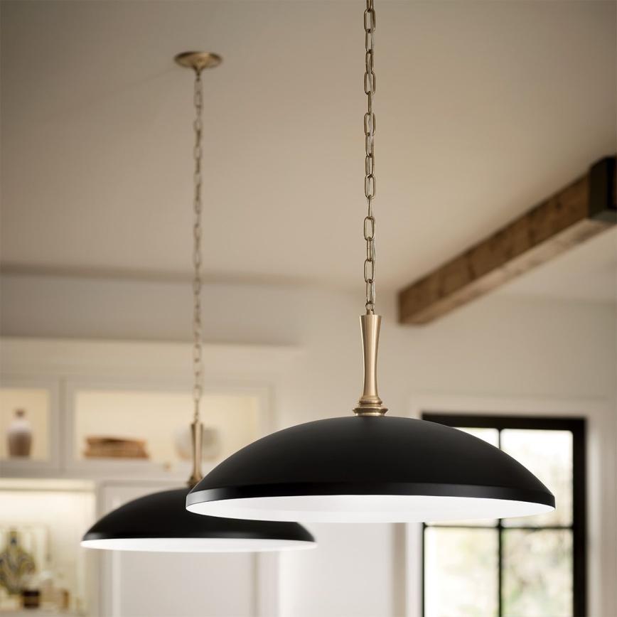 Kichler - Lampadario a sospensione con catena DELAROSA 1xE27/60W/230V nero/ottone