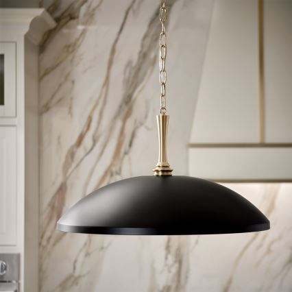 Kichler - Lampadario a sospensione con catena DELAROSA 1xE27/60W/230V nero/ottone