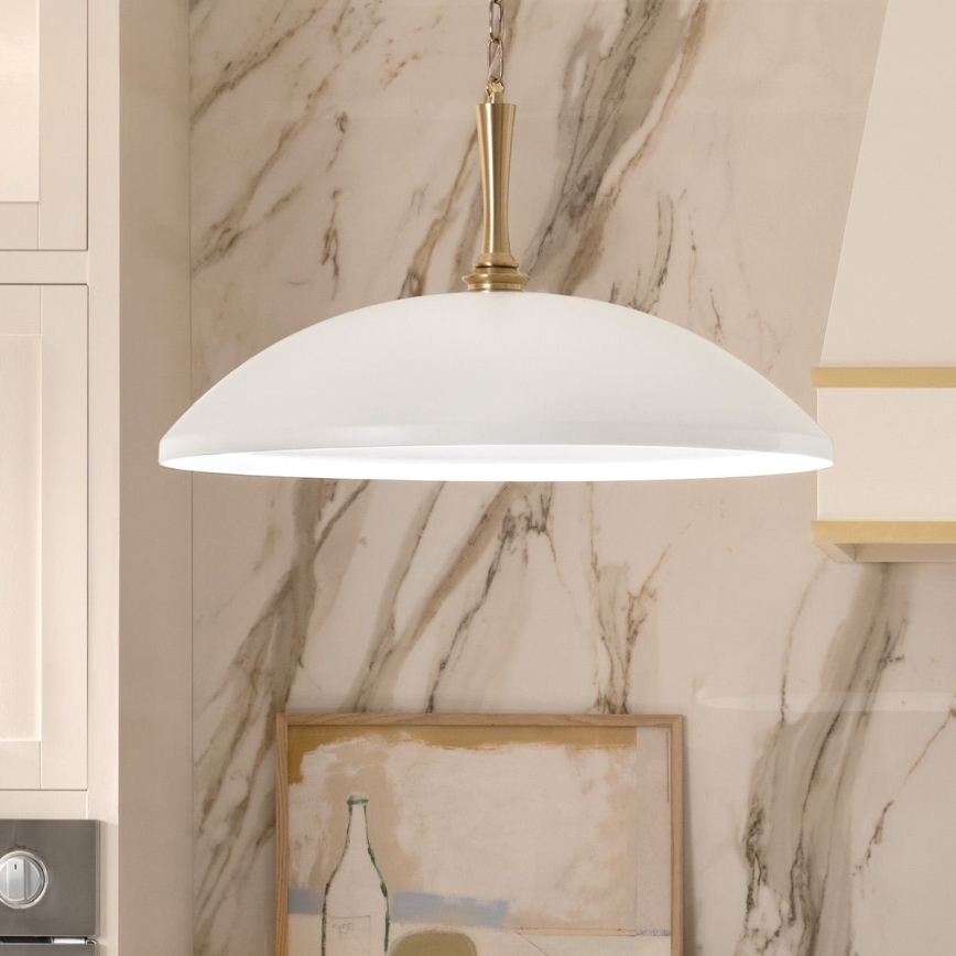 Kichler - Lampadario a sospensione con catena DELAROSA 1xE27/60W/230V bianco/ottone