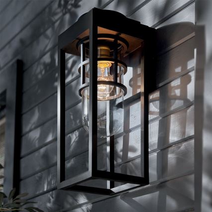 Kichler - Applique da esterno HONE 1xE27/60W/230V IP44 nero