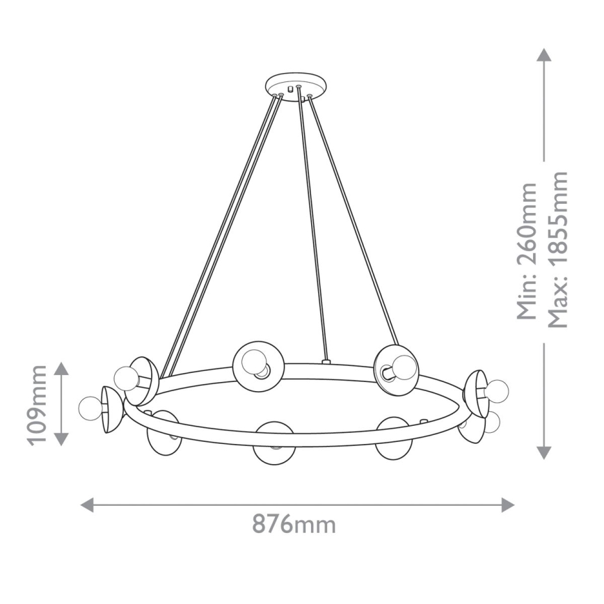 Kichler - Lampadario sospeso a cavo PALTA 9xE14/40W/230V oro