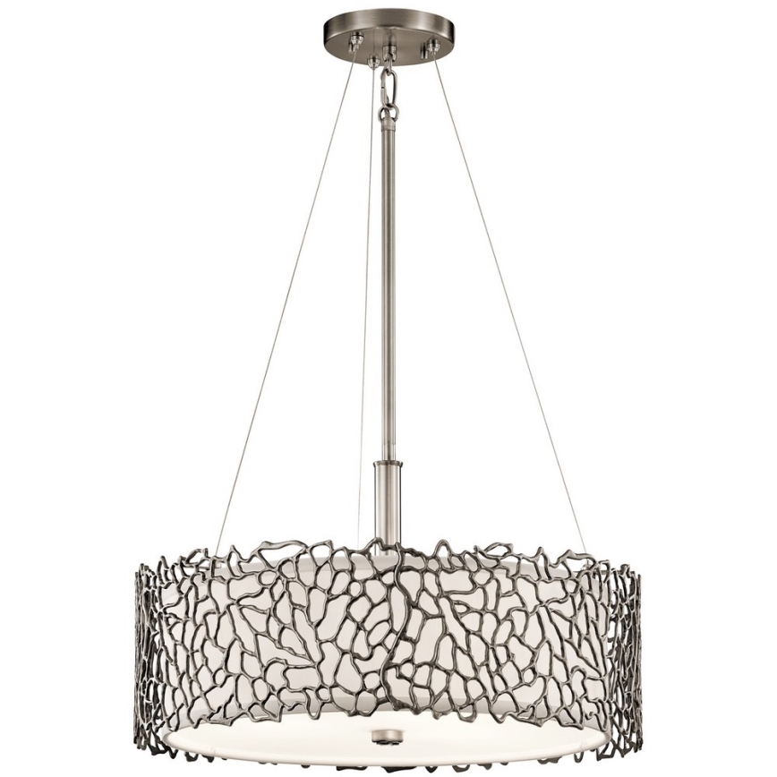 Kichler - Lampadario a sospensione con supporto rigido SILVER CORAL 3xE27/100W/230V cromo opaco