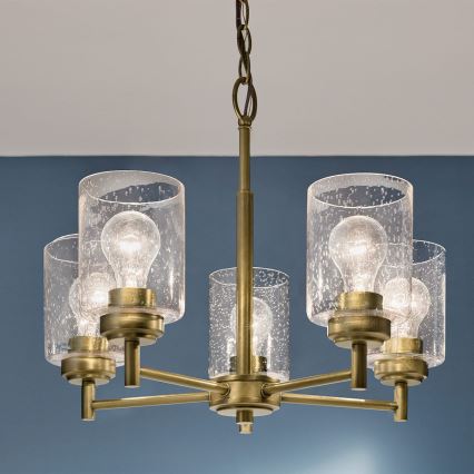 Kichler - Lampadario a sospensione con catena WINSLOW 5xE27/60W/230V diametro 50,2 cm ottone