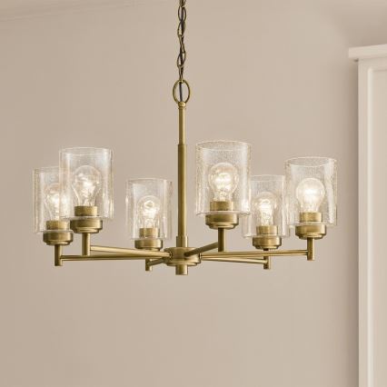 Kichler - Lampadario a sospensione con catena WINSLOW 6xE27/60W/230V diametro 66 cm ottone