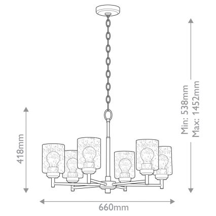 Kichler - Lampadario a sospensione con catena WINSLOW 6xE27/60W/230V diametro 66 cm ottone