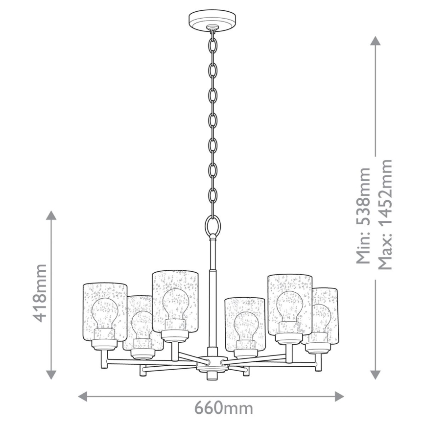 Kichler - Lampadario a sospensione con catena WINSLOW 6xE27/60W/230V diametro 66 cm ottone