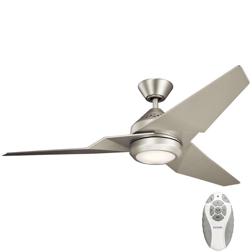 Kichler - Ventilatore da soffitto dimmerabile a LED JADE LED/18W/230V argento + telecomando