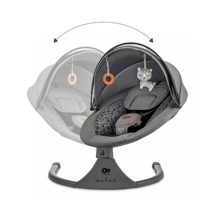 KINDERKRAFT - Altalena per bambini con melodia 2in1 LUMI 4xAAA grigio scuro