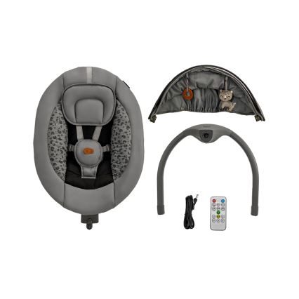 KINDERKRAFT - Altalena per bambini con melodia 2in1 LUMI 4xAAA grigio scuro