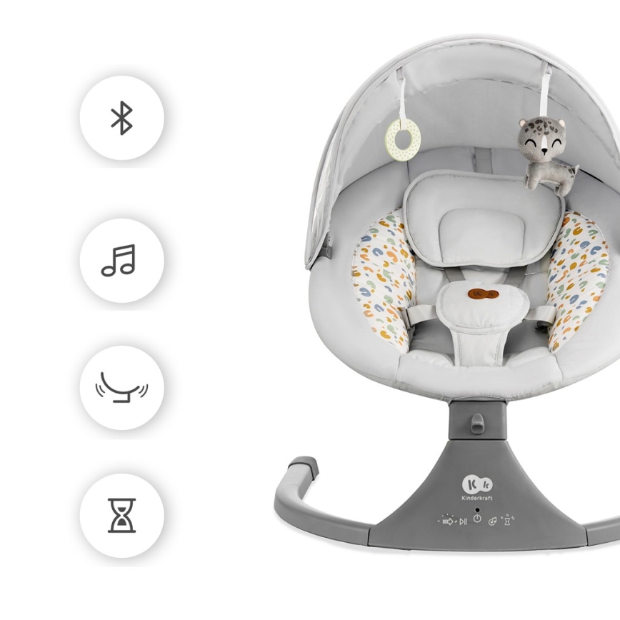 KINDERKRAFT - Altalena per bambini con melodia 2in1 LUMI grigio chiaro