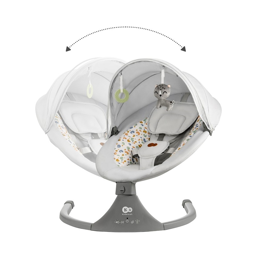 KINDERKRAFT - Altalena per bambini con melodia 2in1 LUMI grigio chiaro