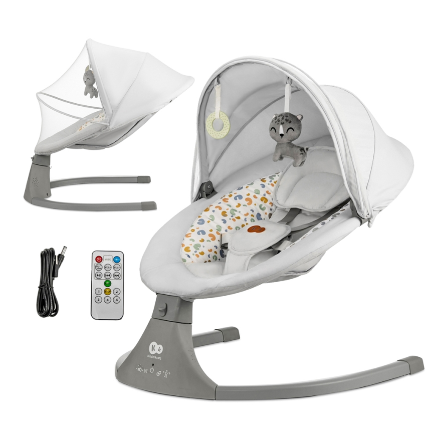 KINDERKRAFT - Altalena per bambini con melodia 2in1 LUMI grigio chiaro