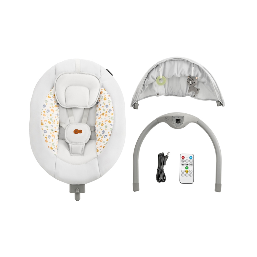 KINDERKRAFT - Altalena per bambini con melodia 2in1 LUMI grigio chiaro