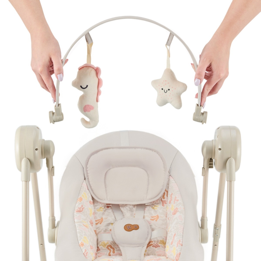 KINDERKRAFT - Altalena per bambini con melodia SWINGEE beige 4xAAA/230V