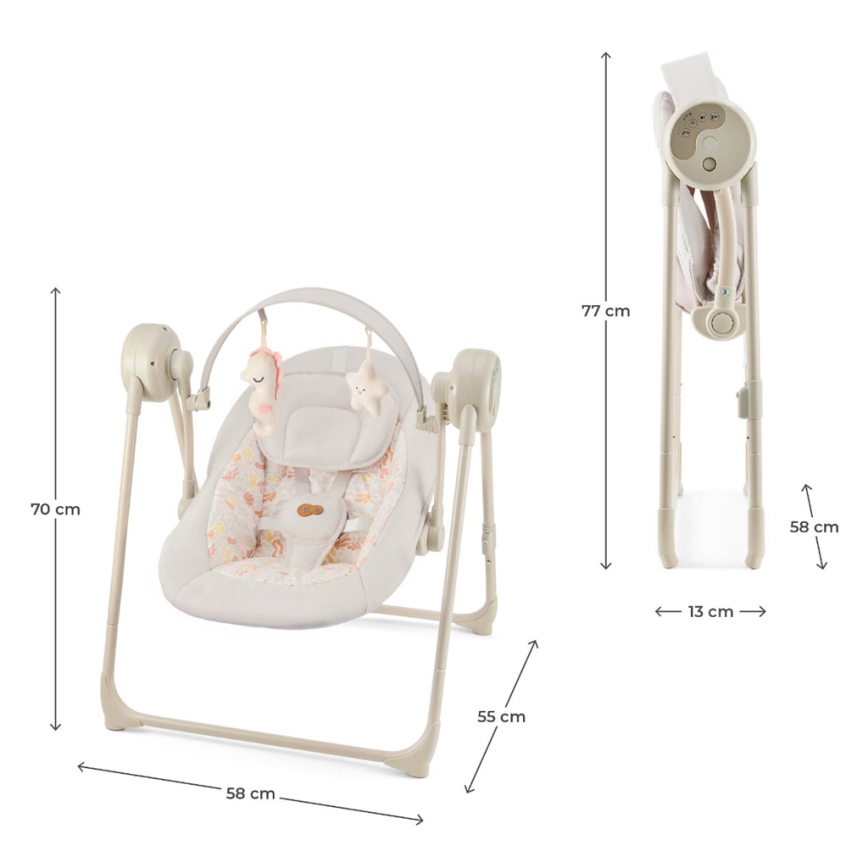 KINDERKRAFT - Altalena per bambini con melodia SWINGEE beige 4xAAA/230V