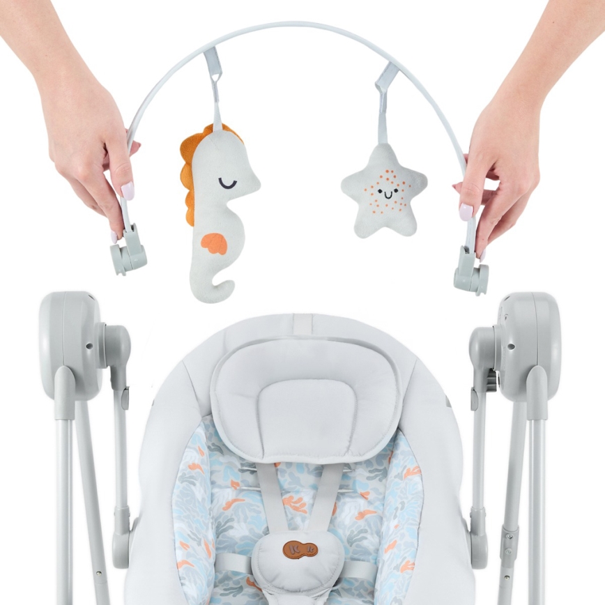 KINDERKRAFT - Altalena per bambini con melodia SWINGEE grigio 4xAAA/230V