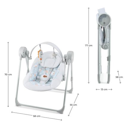 KINDERKRAFT - Altalena per bambini con melodia SWINGEE grigio 4xAAA/230V