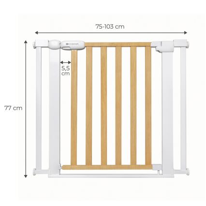 KINDERKRAFT - Barriera di sicurezza LOCK&GO 75-103 cm pino