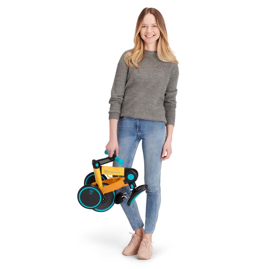 KINDERKRAFT - Bicicletta a spinta per bambini 3in1 4TRIKE giallo/turchese