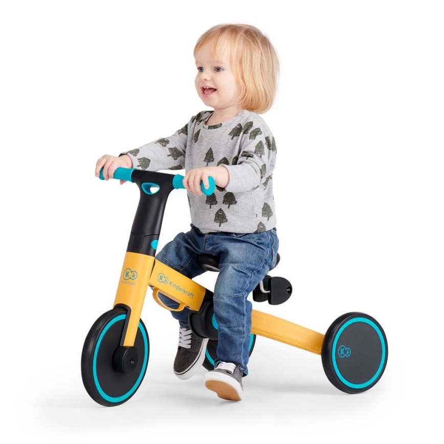 KINDERKRAFT - Bicicletta a spinta per bambini 3in1 4TRIKE giallo/turchese